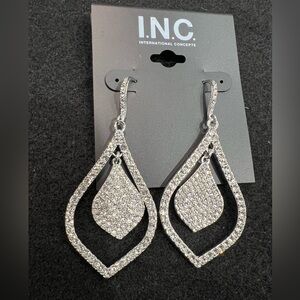 INC International Concepts Sparkling Silver Teardrop Earrings